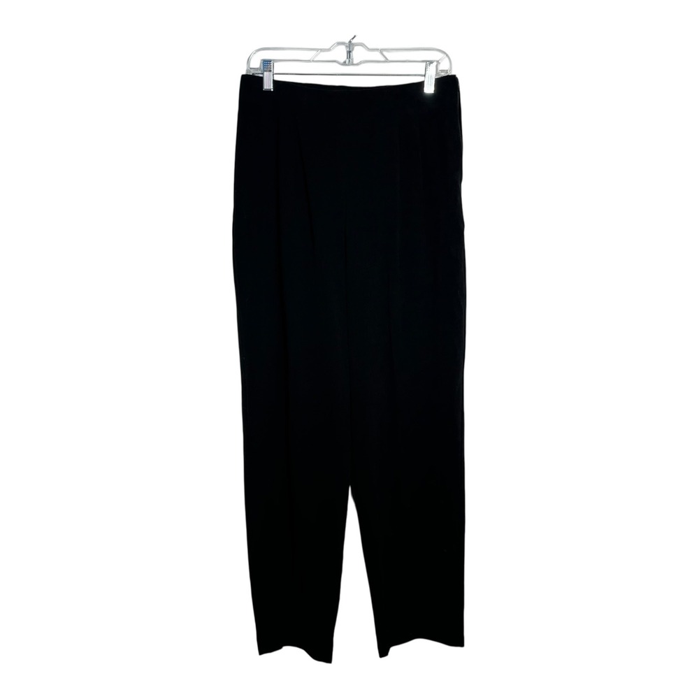 Kim Rogers Signature Black Dress Pants Womens 12 Side Zip Straight Leg Pleated‎